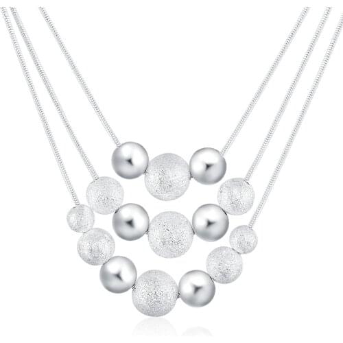 New 925 Sterling Silver Necklace Multi-Layer Beaded Snake Bone Necklace For Woman Charm Jewelry Gift