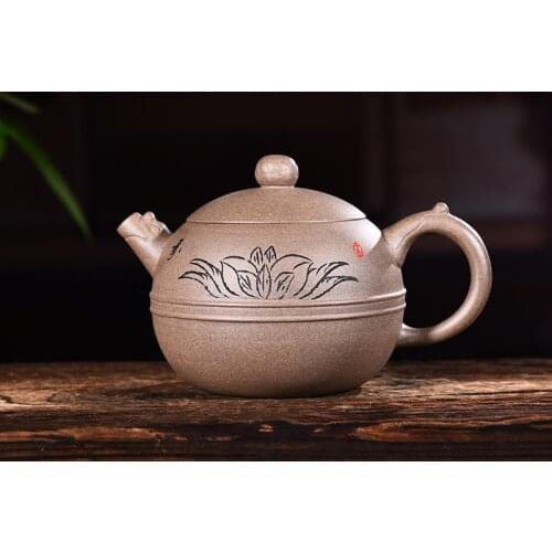 310ml Genuine Yixing Zisha Tea Pot Famous Handmade Green Gray Mud Dragon Round Teapot Kung Fu Tea Kettle Free Shipping