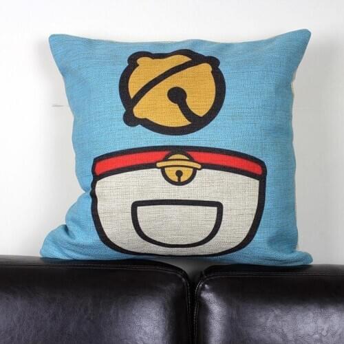Doraemon pillow cover, cute Japanese creative cartoon Animation Doraemon cat small bell throw pillow cover wholesale