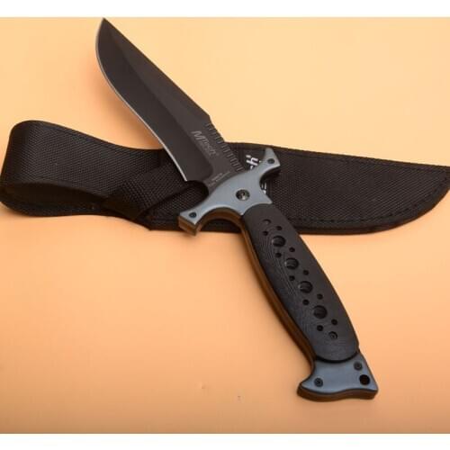Rose Deer Tactical Survial Self-Defense Straight Knife ABS Handle Fixed Blade Knife for Climbing, Riding, Camping