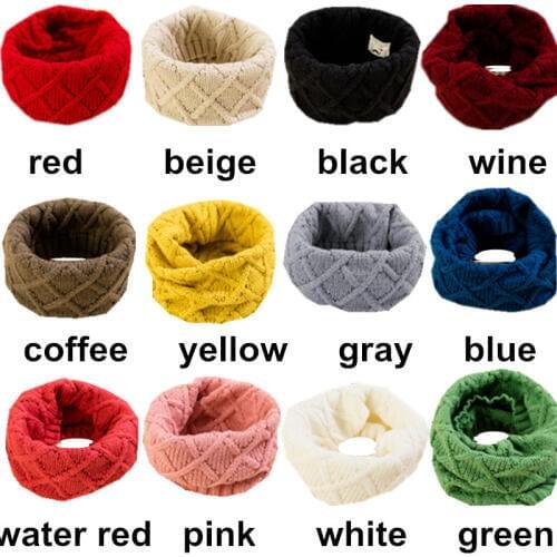 2020 Spring Baby Girls Scarf Children Girls Boys Kintted Wool O Ring Scarves Chidren Outing Protect Kint Solid Color Kids Collar