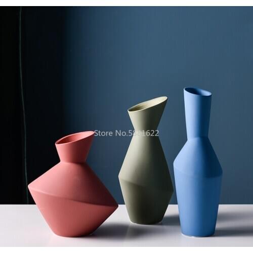 Nordic Geometric Irregular Vase Art Flower Home TV Cabinet Model Decoration Floreros De Decoracion