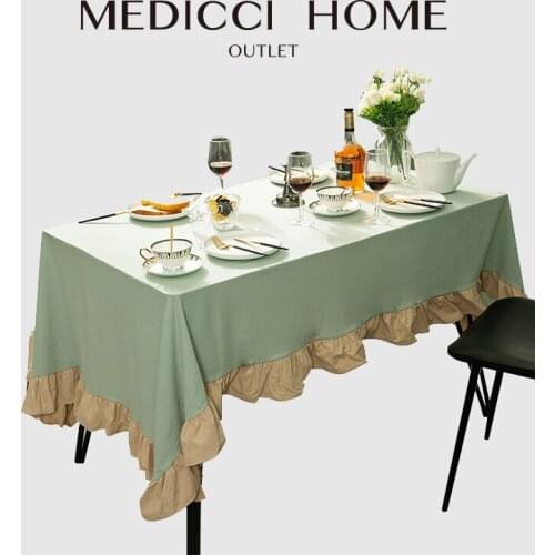 Medicci Home Teal Tablecloth European Rustic Style Four Seasons Korean Modern Rectangle Table Cloth For Banquet Holiday Party