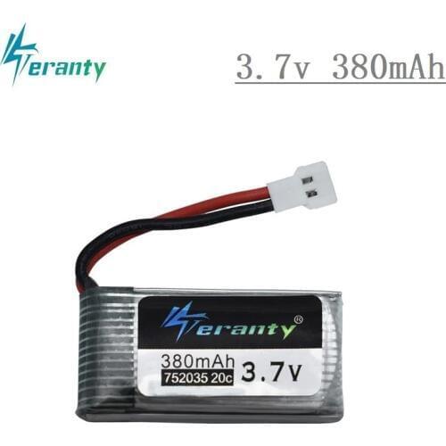 3.7V 380mAh 752035 Lipo Battery Spare Replacement For Hubsan X4 H107 H107L H107D JD385 JD388 RC Aircraft Multi-Rotors 1s battery