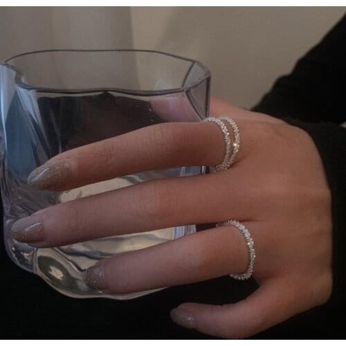 Crystal Chains Rings for Women Shiny Zircon Ring Handmade Engagement Wedding Band Party Jewerly Gift Bague Femme Birthday Gift