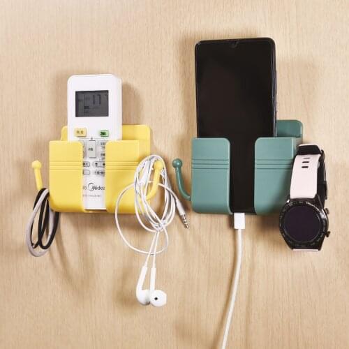 1PC Wall Mounted Storage Box Remote Control Mounted Organizer Mobile Phone Plug Wall Holder Charging Multifunction Holder Stand