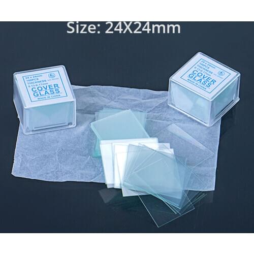 10 Boxes 100 PCS 24X24mm Microscope Glass Slide Coverslips Blank Slides Microscope Accessory 0.13-0.17mm