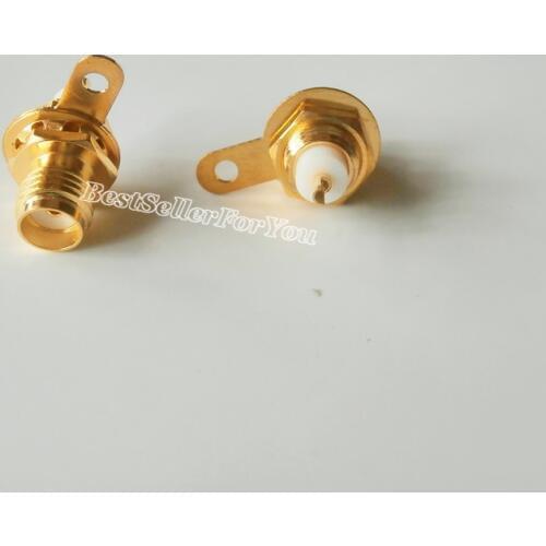 10Pcs SMA Female Jack Panel Deck Mount with nut bulkhead handle Solder RF adapter connector