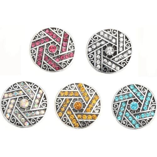 10pcs/lot Mixed Colors Round 18mm Snap Button Jewelry Rhinestones Metal Snap Fit Snap Bracelet Necklace Jewelry Accessories