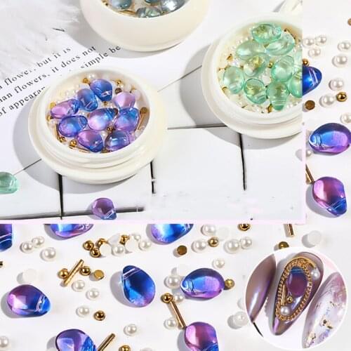 11g Crystal Stone Pearl Steel Ball Rivet Net Red Ins Wind Mixed Nail Shell Stone Jewelry