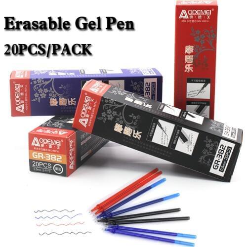 20pcs Pen Refill + 2pcs Erasable Pen 0.5MM Medium Nib Ball Point Pen Refills Gel Ink Rolling Ball Refill For Office And School