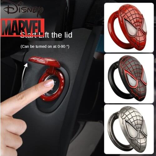 Disney Marvel Spiderman Metallic Car Interior Accessories Engine Ignition Start Stop Button Protective Cover Decoration Sticker