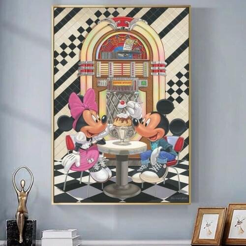 5D DIY Diamond Painting Disney Anime Mickey and Minnie Full Square Needlework Art Diamond Embroidery Mosaic Home Decoration