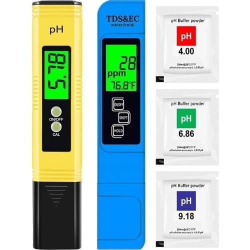 Digital PH EC TDS Meter Tester Temperature Pen Water Purity PPM Filter Hydroponic for Aquarium Pool Water Monitor 0.1