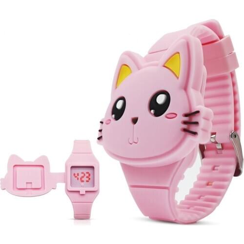 Kids Watches Children Cute Rabbit Cat Cartoon LED Electronic Watch Boys and Girls Silicone Toy Wrist Watches Gifts