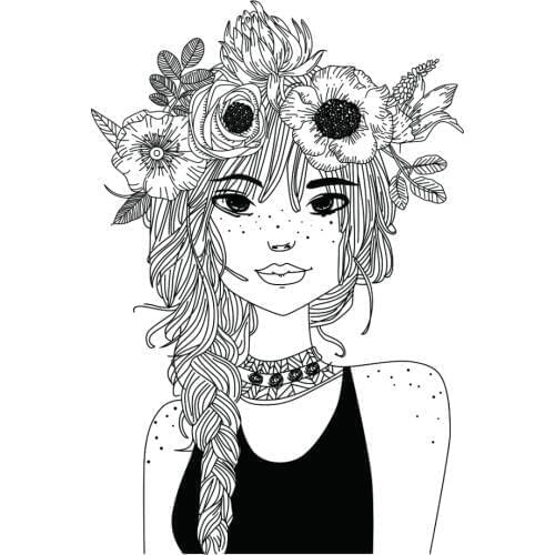 Girl with flowers pattern Stamp Scrapbooking New Alphabet Stamp Embossing Craft Silicone Transparent Stampstampons