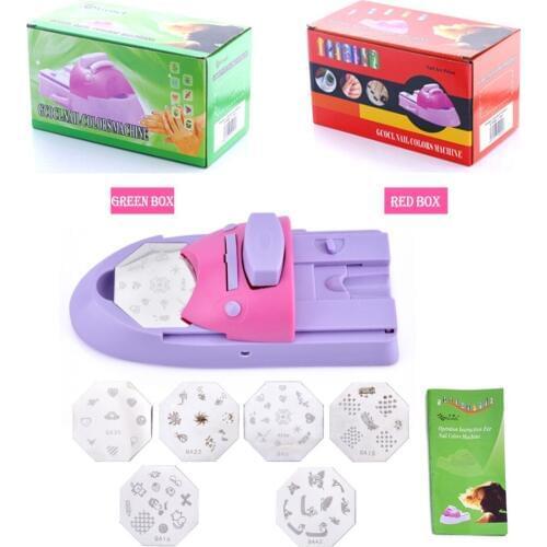 DIY Nail Art Printer Printing Manicure Machine Stamp Set+6 Metal Pattern Plates Scraper Printing Chart Plate Nail Tools