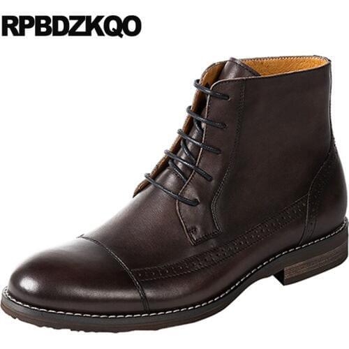 Designer booties full grain genuine leather boots lace up dress brogue party wedding Mens shoes formal 2018 european plus size