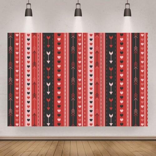 Contrast Stripes Heart-shaped Background Birthday Party Backdrop Poster Home Wall Decor Valentines Day Banner Studio Supplies