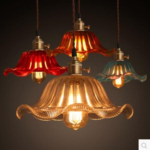 Republic of China old Shanghai man coffee single head lamp restaurant bar glass lamp shade lotus small Chandelier