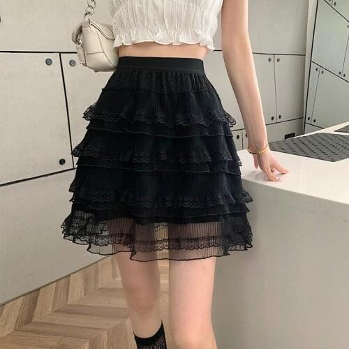 Short Skirt New Fashion All-match Design Sense Lace Cake Skirt Half-length Skirt Female Summer A-line Skirt