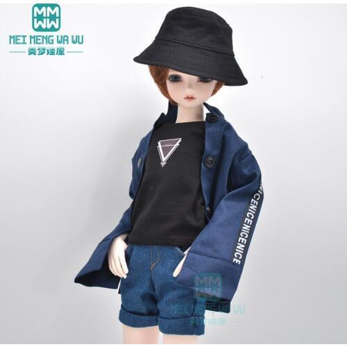 BJD doll clothes fits 40-45cm 1/4 MSD MK MYOU fashion commuter coat, denim shorts, vest
