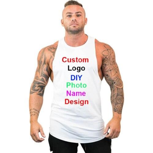 Design Brand Logo/Picture Custom Gym Tank Top Clothing Bodybuilding Workout Men Fitness Singlet Sleeveless Vest Muscle Shirt Men