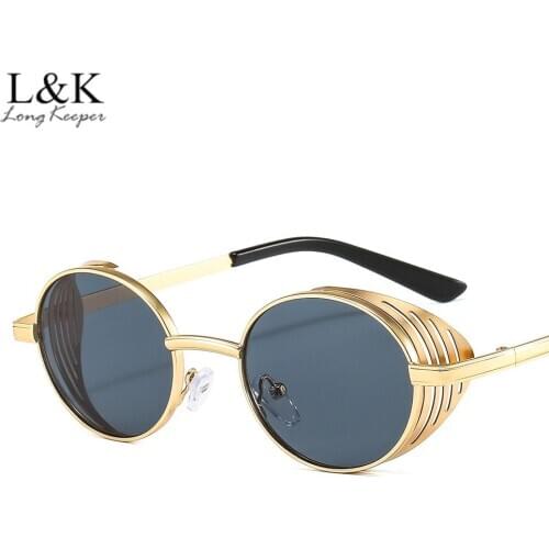 Metal Steampunk Sunglasses Men Women Fashion Round Glasses Brand Design Vintage Punk Sun Glasses High Quality UV400 Eyewear