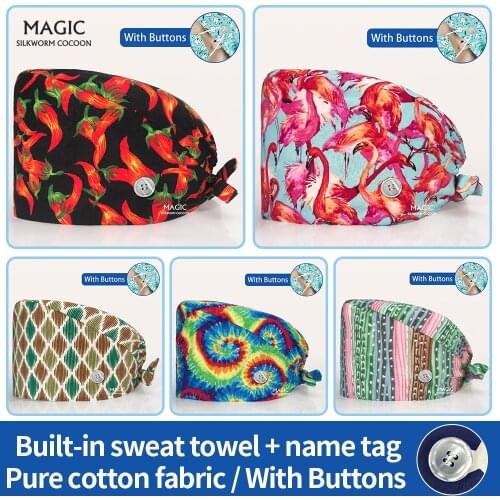 Multicolor Tieback cotton nursing doctor Surgical clinical caps hospital medical hats Beautician hat lab nurse Pet working caps