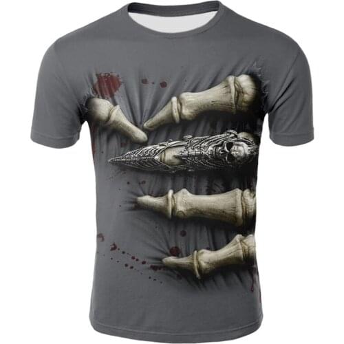 Hip Hop Male Tshirt Grim Reaper Finger Short Sleeve Casual O Neck Summer Tops Cool Skull Print T-shirt for Men