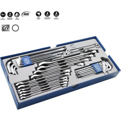 30Pcs Long Ball Hex Key Wrench Set T10-T50MM,Polished Double Open Combination Wrenches,Gift Box Holder Kit Car Repair Hand Tools