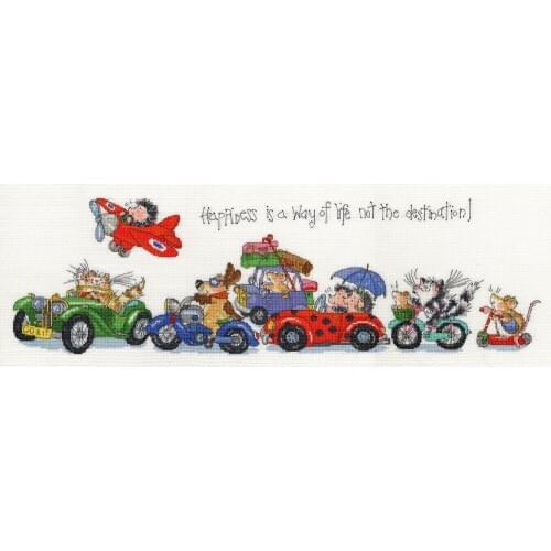 Top Quality lovely counted cross stitch kit bothy threads animal driving happiness is a way of life not the destination