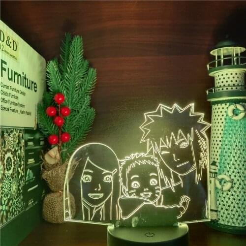 Naruto Bandai Minato Kushina Family 3D Visual LED Nightlights Anime Light Lamp For Home Decor