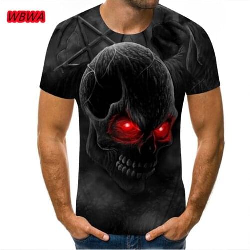 WBWA 2021 new 3D mens t-shirt horror skull t-shirt mens summer 3D printing interesting t-shirt street style mens 3D printing