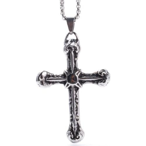 Titanium Steel Cross Pendant Fashion Stainless Steel Cross Pendant retro pattern