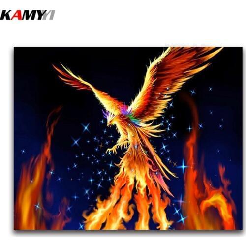 Full Square Diamond embroidery Phoenix Fantasy 5D DIY Diamond painting Cross stitch Sun god Round Diamond mosaic Cartoon bird 04