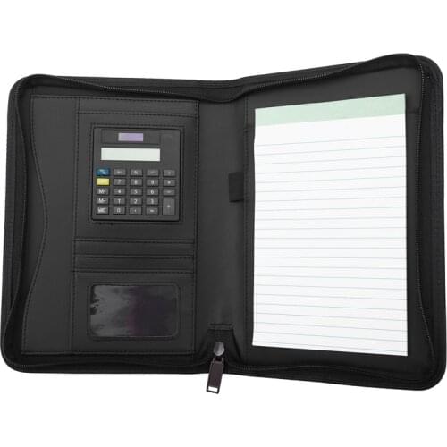 Padfolio PU Leather A5 Portable Business Portfolio Folder with Calculator for Businessman Or Interview