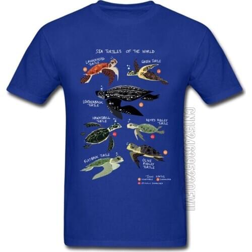 Sea Terrapin Turtles World Casual T-shirts Turtle Save The Ocean Graphic Toutoise Blue Color Tshirts For Men Awesome Print
