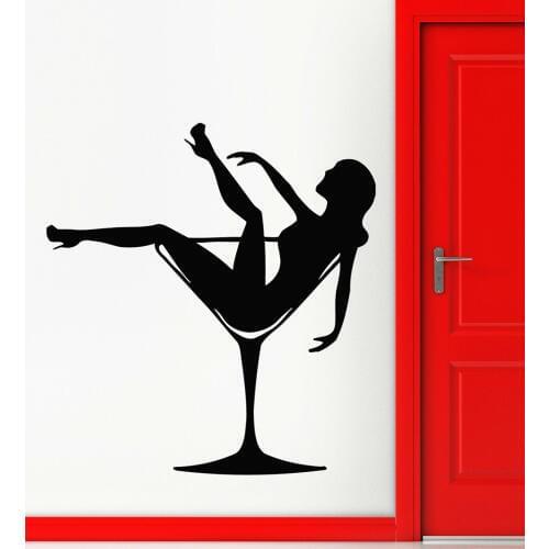 Sexy Girl in Glasses Silhouette Wall Stickers Bedroom Pin Up Vinyl Decal Party Decoration A277