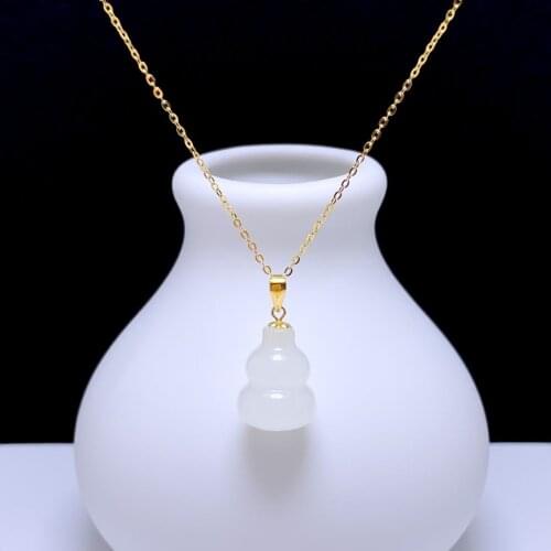SHILOVEM 18k yellow gold natural white Jasper pendants Christmas Gift fine Jewelry plant wedding no necklace yzz1115668hby