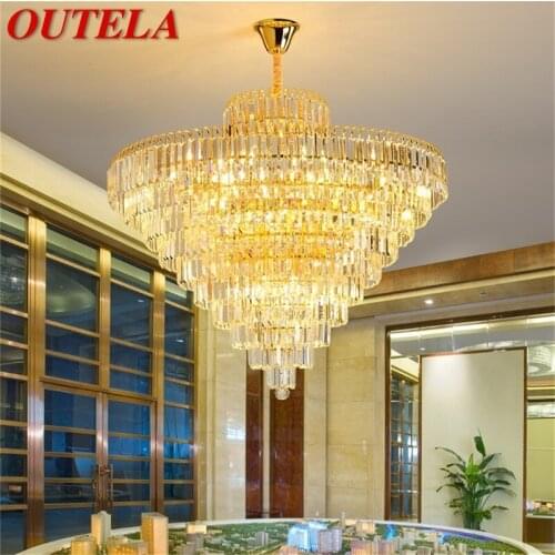 OUTELA Postmodern Gold Chandelier Crystal Pendant Lamp Luxury Light Home LED Fixtures for Living Dining Room