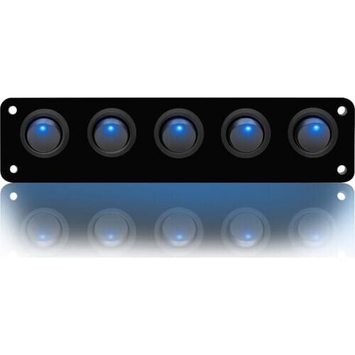 12-24V 5 Gang Rocker Switch Round Toggle Switch Waterproof Blue LED Switch Panel car accessories