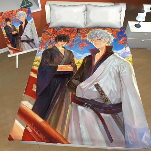High quality fabric GINTAMA Anime printing bed sheet Cartoon anime Children room bed sheet bed linen(NO cover pillowcase)