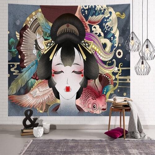 Japanese blanket big tapestry whale arowana dragon phoenix totem wall hanging bohemian bed blanket home decor tapestry