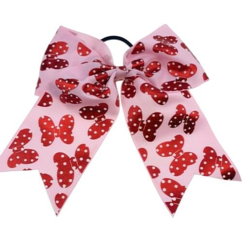 10 ps/lot Hair Accessories 8'' Cheer Bows For Girls Grosgrain Ribbon Hair Bow With Elastics for Kids Handmade Girls Gum for Hair