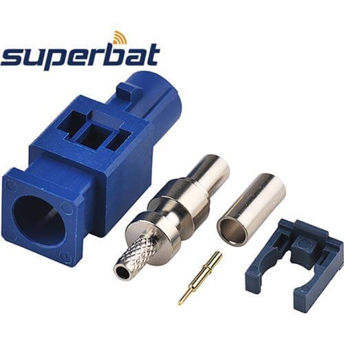 Superbat 10pcs Fakra C Blue/5005 Male GPS Antenna RF Coaxial Connector Telematics Navigation Crimp for Cable RG316 RG174 LMR100