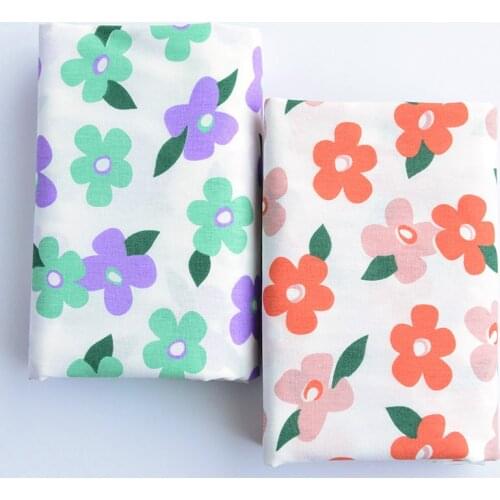 100% Cotton Plain Fabric Pastoral Bright Double Color Orange Pink Purple Green Simple Flower for Summer Dress Shirt Blouse Craft