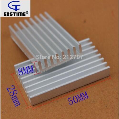 100Pcs Gdstime Aluminum Heatsink 50x28x8mm 50mm Electronic IC Chip Cooling Radiator Cooler