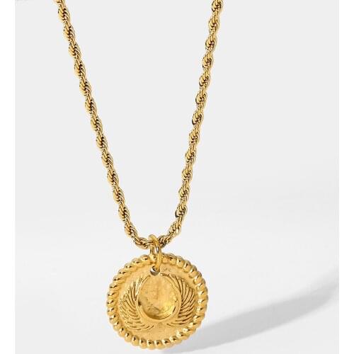 18k Gold Plated 316L Stainless Steel Twisted Chain Neckalce For Women Trendy Wings Pendant Necklace Choker Jewelry