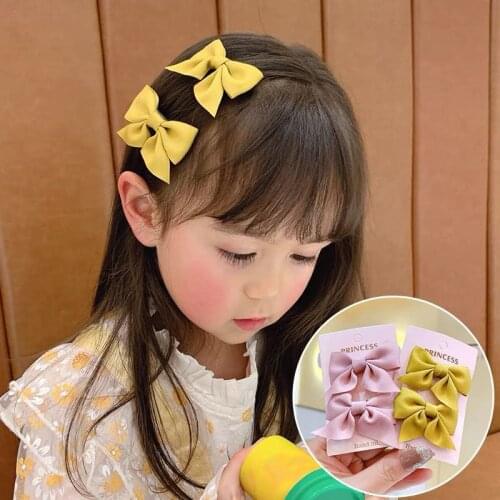 2021 new 2-Piece set fashion girl headband cute bow pair clip princess hairpin baby clip duckbill clip
